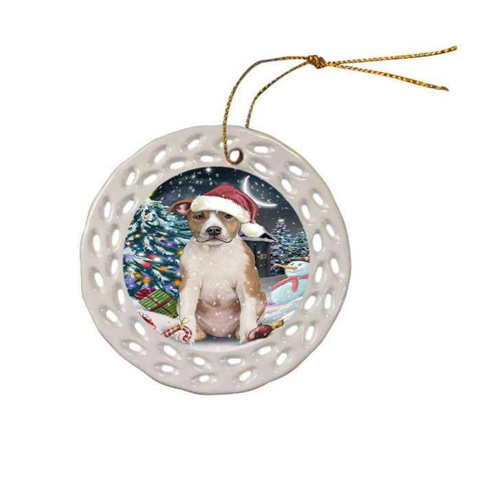 Have a Holly Jolly American Staffordshire Terrier Dog Christmas  Ceramic Doily Ornament DPOR51623
