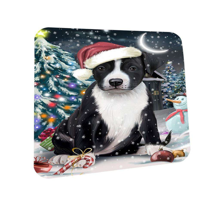 Have a Holly Jolly American Staffordshire Terrier Dog Christmas  Coasters Set of 4 CST51579
