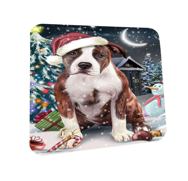 Have a Holly Jolly American Staffordshire Terrier Dog Christmas  Coasters Set of 4 CST51580