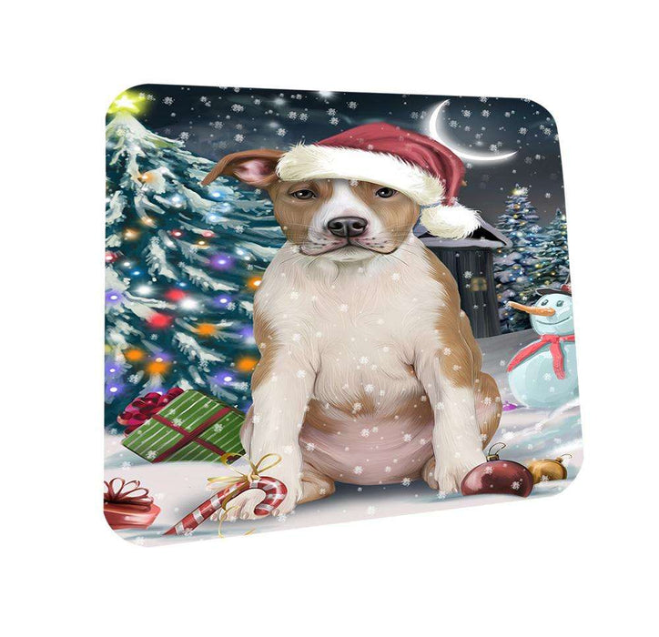 Have a Holly Jolly American Staffordshire Terrier Dog Christmas  Coasters Set of 4 CST51582