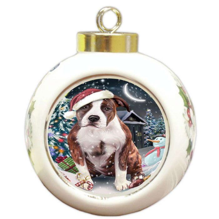 Have a Holly Jolly American Staffordshire Terrier Dog Christmas  Round Ball Christmas Ornament RBPOR51621