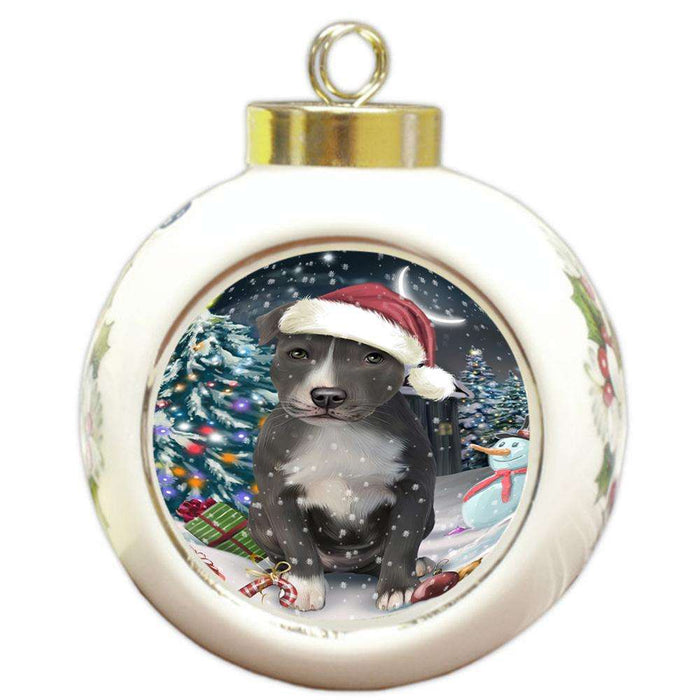 Have a Holly Jolly American Staffordshire Terrier Dog Christmas  Round Ball Christmas Ornament RBPOR51622
