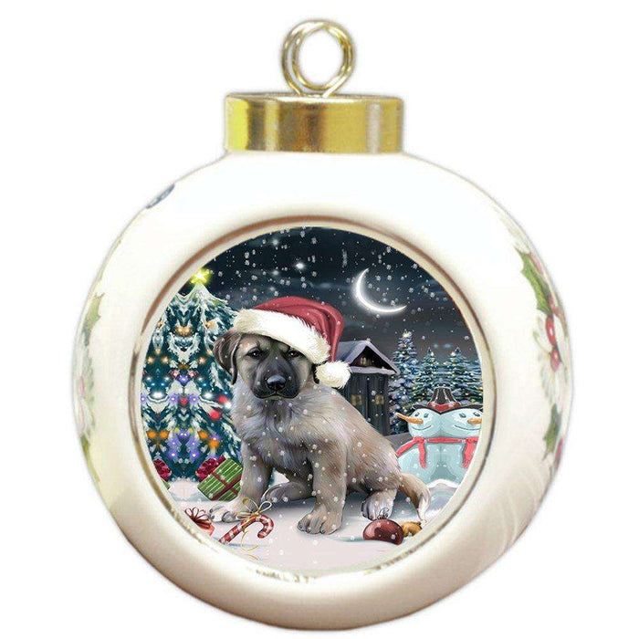 Have a Holly Jolly Anatolian Shepherd Dog Christmas Round Ball Ornament POR767