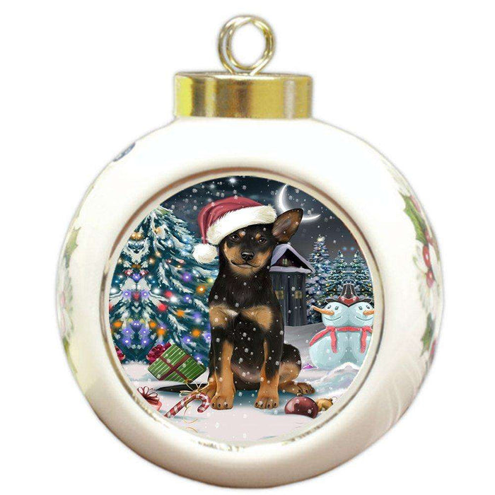 Have a Holly Jolly Australian Kelpie Dog Christmas Round Ball Ornament POR690