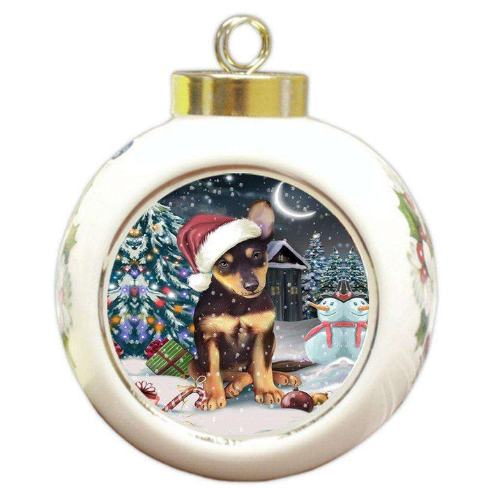 Have a Holly Jolly Australian Kelpie Dog Christmas Round Ball Ornament POR691