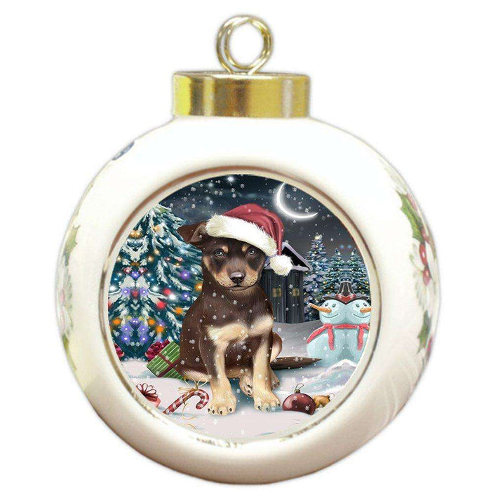 Have a Holly Jolly Australian Kelpie Dog Christmas Round Ball Ornament POR692