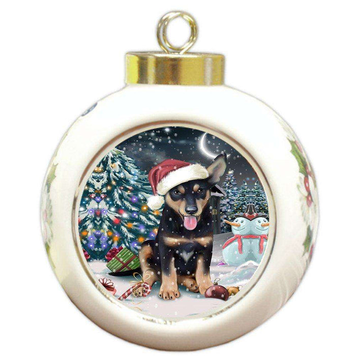 Have a Holly Jolly Australian Kelpie Dog Christmas Round Ball Ornament POR693