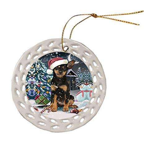 Have a Holly Jolly Australian Kelpie Dog Christmas Round Doily Ornament POR054
