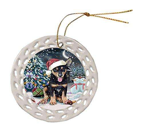 Have a Holly Jolly Australian Kelpie Dog Christmas Round Doily Ornament POR057