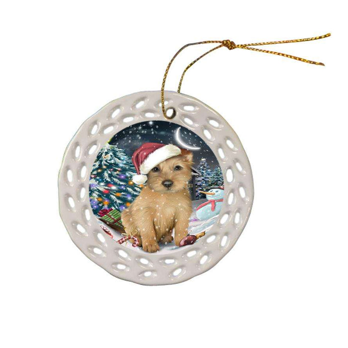 Have a Holly Jolly Australian Terrier Dog Christmas  Ceramic Doily Ornament DPOR51624