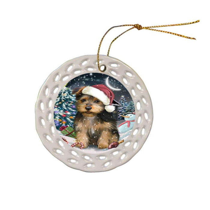 Have a Holly Jolly Australian Terrier Dog Christmas  Ceramic Doily Ornament DPOR51626