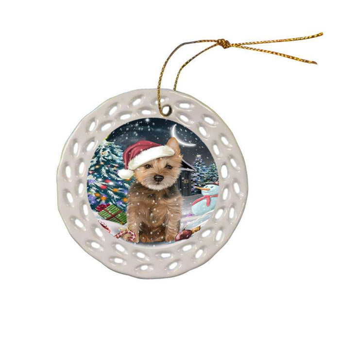Have a Holly Jolly Australian Terrier Dog Christmas  Ceramic Doily Ornament DPOR51627
