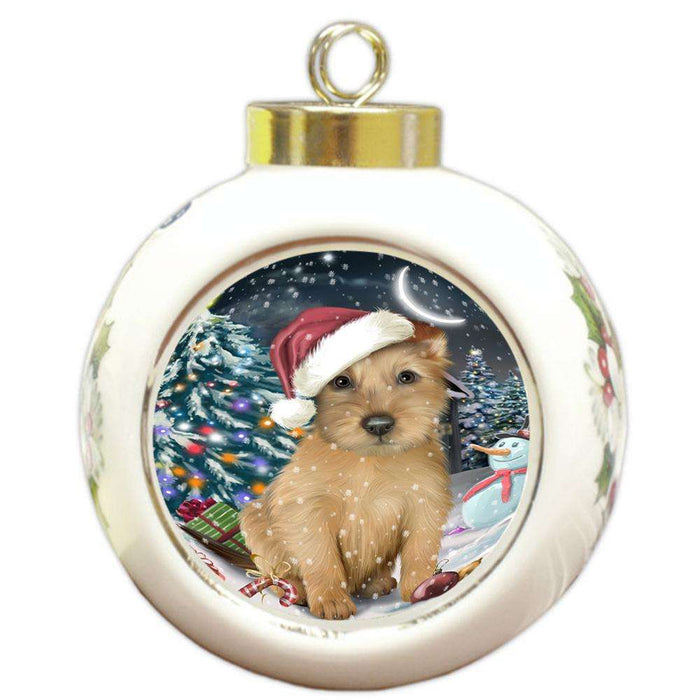 Have a Holly Jolly Australian Terrier Dog Christmas  Round Ball Christmas Ornament RBPOR51624
