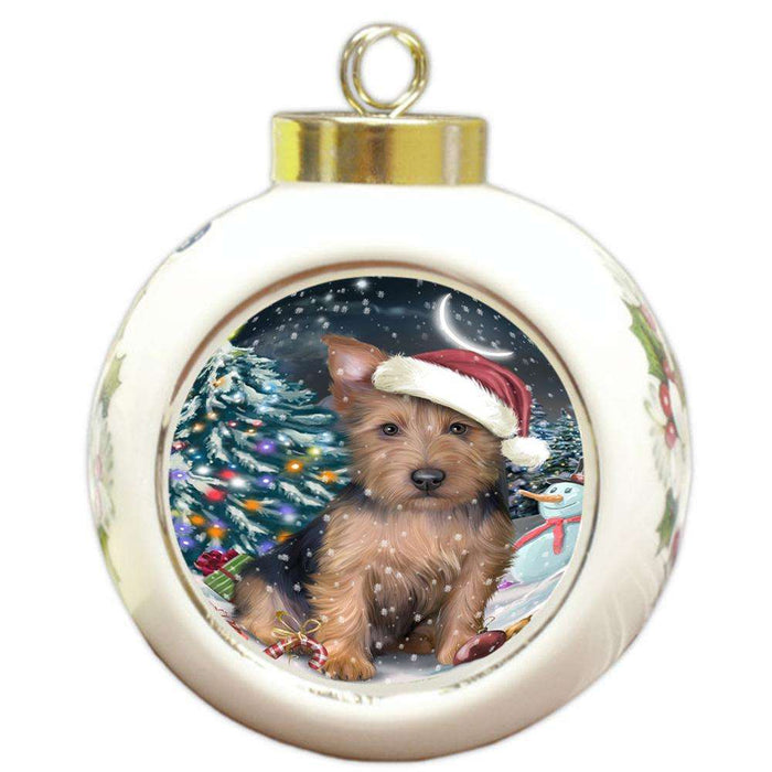 Have a Holly Jolly Australian Terrier Dog Christmas  Round Ball Christmas Ornament RBPOR51625