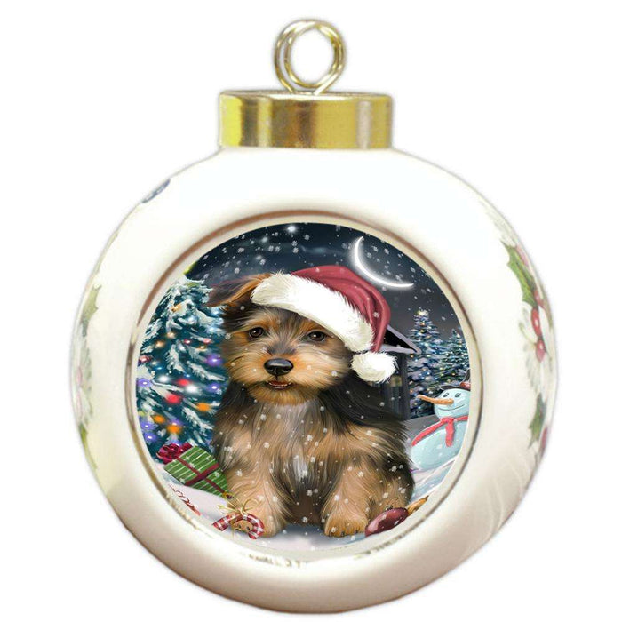 Have a Holly Jolly Australian Terrier Dog Christmas  Round Ball Christmas Ornament RBPOR51626