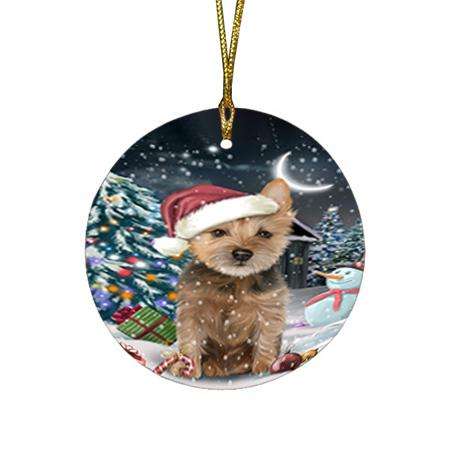 Have a Holly Jolly Australian Terrier Dog Christmas  Round Flat Christmas Ornament RFPOR51618