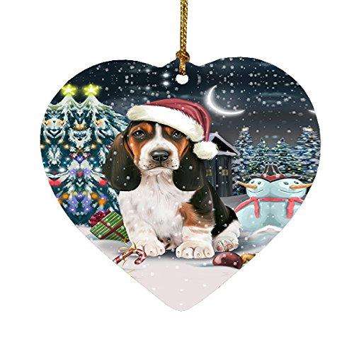 Have a Holly Jolly Basset Hound Dog Christmas Heart Ornament POR1904