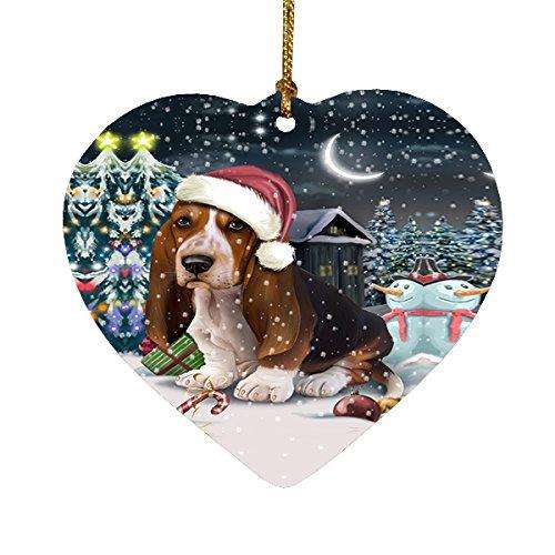Have a Holly Jolly Basset Hound Dog Christmas Heart Ornament POR1905