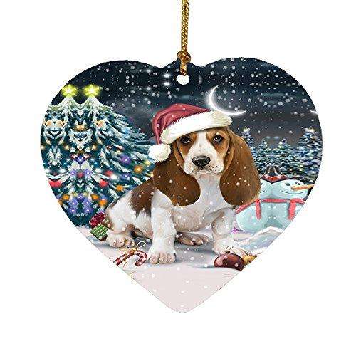 Have a Holly Jolly Basset Hound Dog Christmas Heart Ornament POR1906