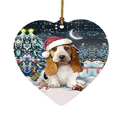 Have a Holly Jolly Basset Hound Dog Christmas Heart Ornament POR1907