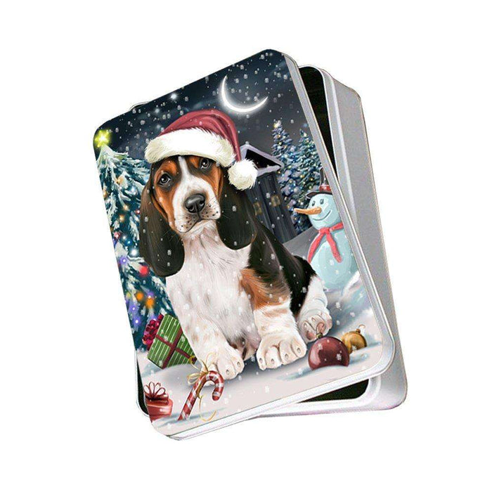 Have a Holly Jolly Basset Hound Dog Christmas Photo Storage Tin PTIN0197