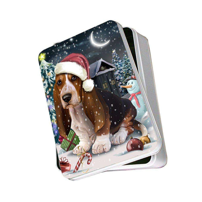 Have a Holly Jolly Basset Hound Dog Christmas Photo Storage Tin PTIN0198
