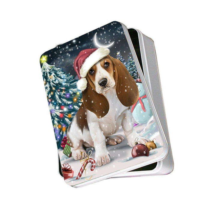 Have a Holly Jolly Basset Hound Dog Christmas Photo Storage Tin PTIN0199
