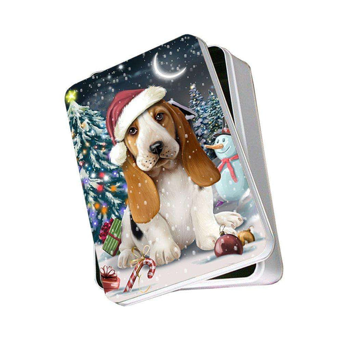 Have a Holly Jolly Basset Hound Dog Christmas Photo Storage Tin PTIN0200