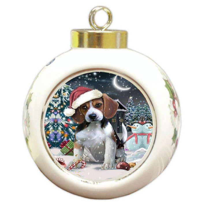 Have a Holly Jolly Beagle Dog Christmas Round Ball Ornament POR695