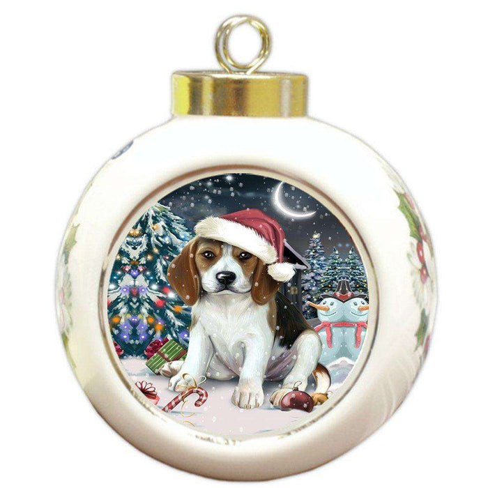 Have a Holly Jolly Beagle Dog Christmas Round Ball Ornament POR696