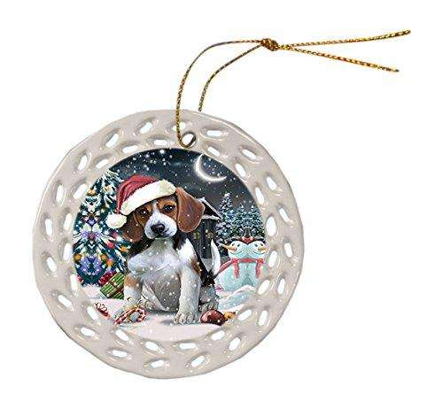 Have a Holly Jolly Beagle Dog Christmas Round Doily Ornament POR059