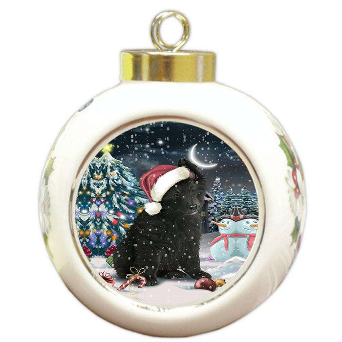 Have a Holly Jolly Belgian Shepherd Dog Christmas Round Ball Ornament POR762