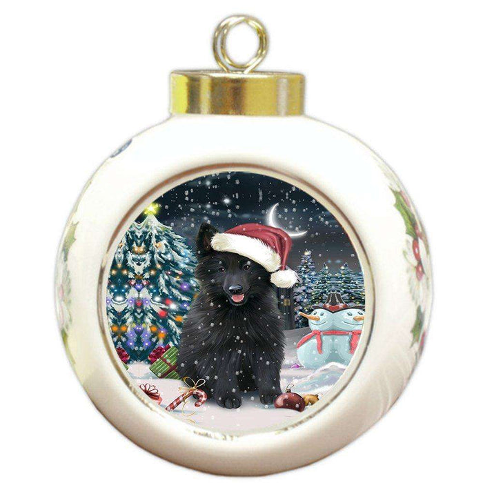 Have a Holly Jolly Belgian Shepherd Dog Christmas Round Ball Ornament POR763