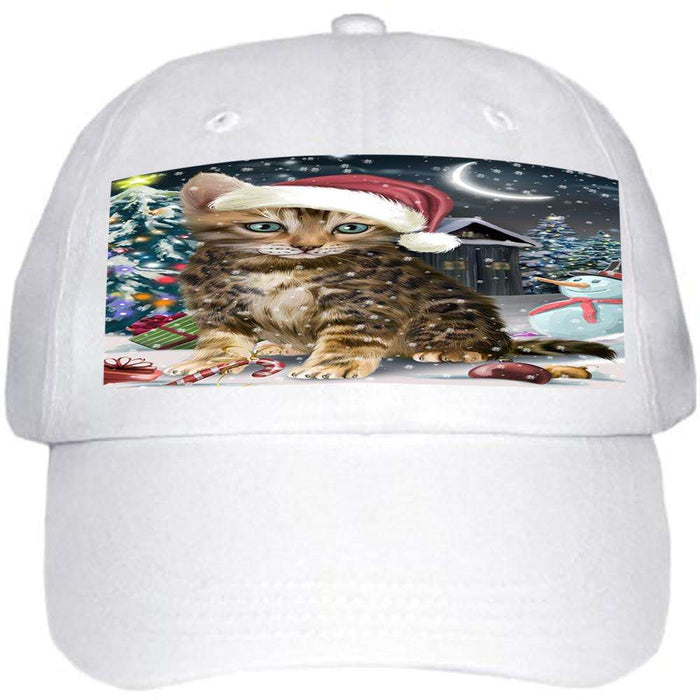 Have a Holly Jolly Bengal Cat Christmas Ball Hat Cap HAT58617