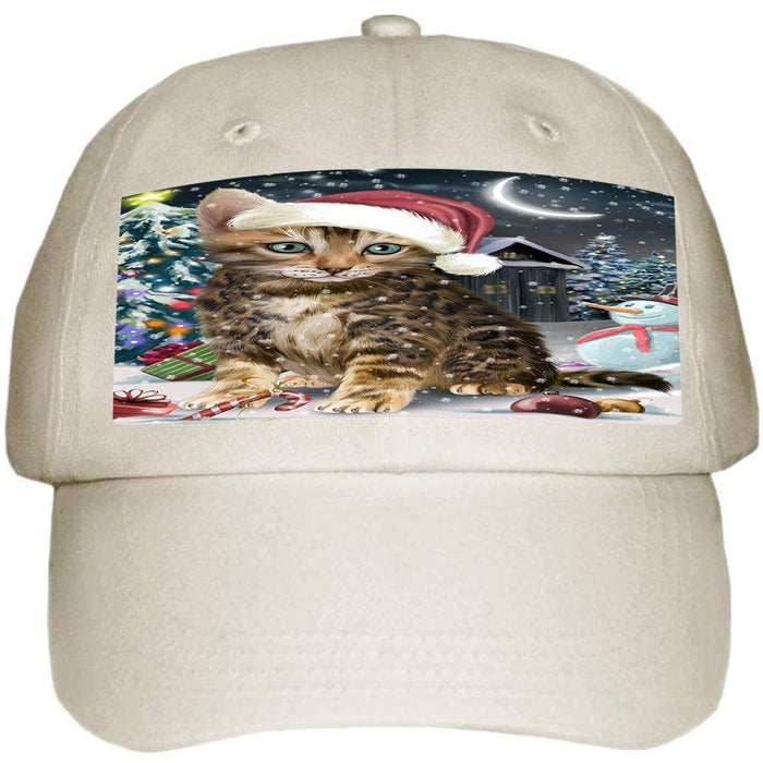 Have a Holly Jolly Bengal Cat Christmas Ball Hat Cap HAT58617