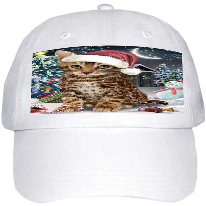 Have a Holly Jolly Bengal Cat Christmas Ball Hat Cap HAT58620