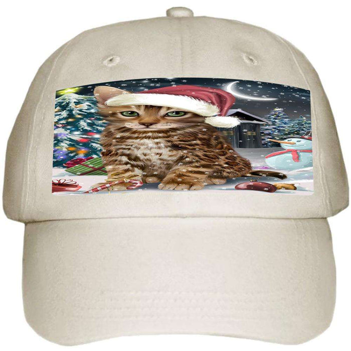 Have a Holly Jolly Bengal Cat Christmas Ball Hat Cap HAT58620