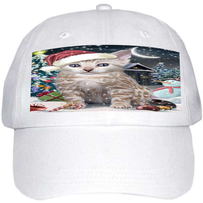 Have a Holly Jolly Bengal Cat Christmas Ball Hat Cap HAT58626