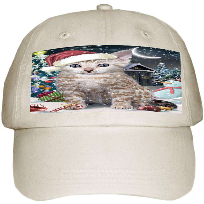 Have a Holly Jolly Bengal Cat Christmas Ball Hat Cap HAT58626