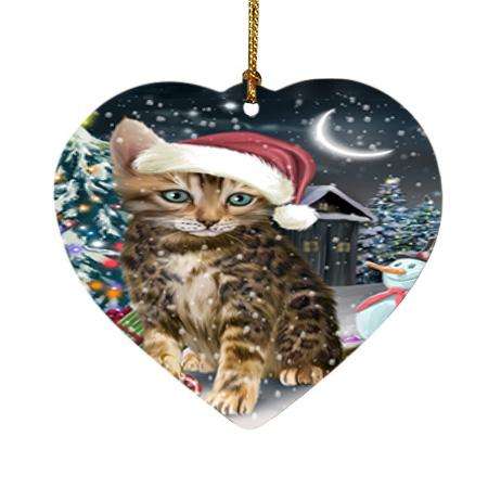 Have a Holly Jolly Bengal Cat Christmas Heart Christmas Ornament HPOR51628