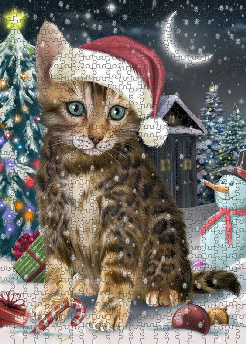 Have a Holly Jolly Bengal Cat Christmas Puzzle with Photo Tin PUZL58971