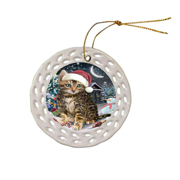 Have a Holly Jolly Bengal Cat Christmas  Ceramic Doily Ornament DPOR51628