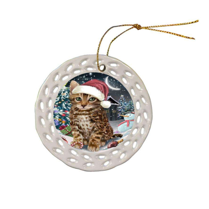 Have a Holly Jolly Bengal Cat Christmas  Ceramic Doily Ornament DPOR51629