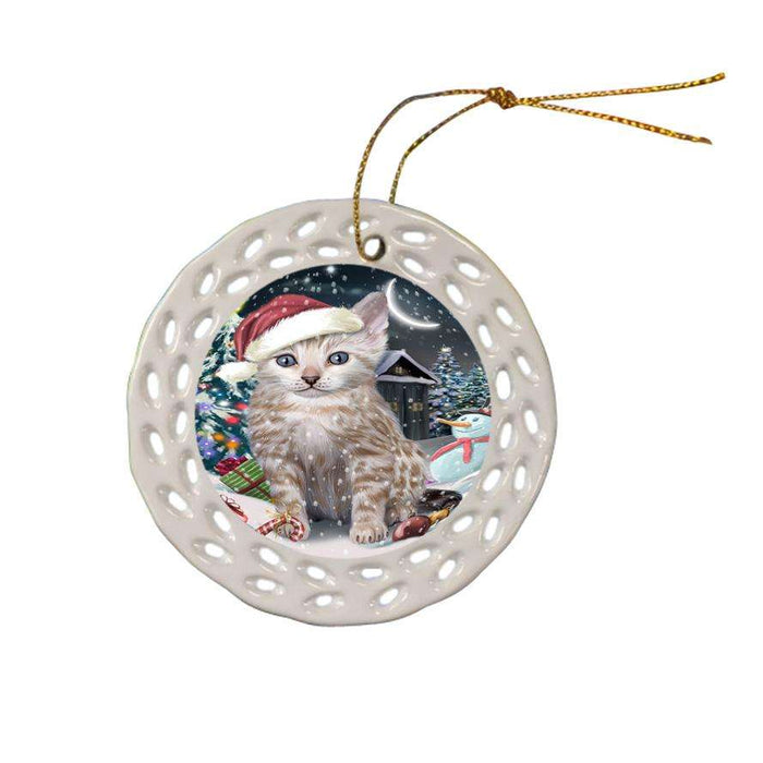 Have a Holly Jolly Bengal Cat Christmas  Ceramic Doily Ornament DPOR51631