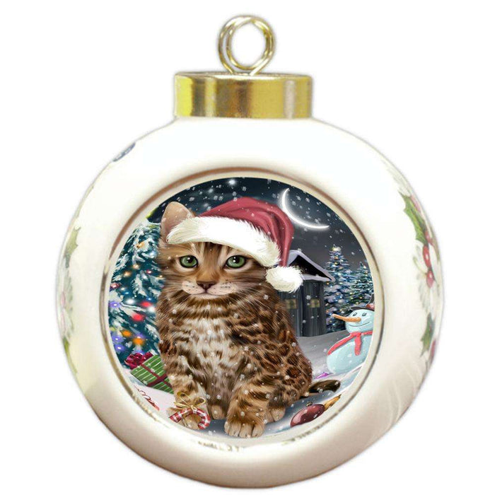 Have a Holly Jolly Bengal Cat Christmas  Round Ball Christmas Ornament RBPOR51629