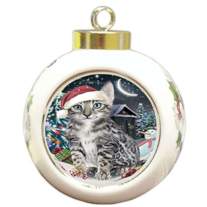 Have a Holly Jolly Bengal Cat Christmas  Round Ball Christmas Ornament RBPOR51630