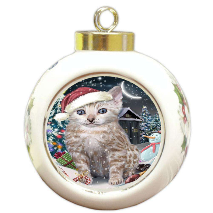 Have a Holly Jolly Bengal Cat Christmas  Round Ball Christmas Ornament RBPOR51631