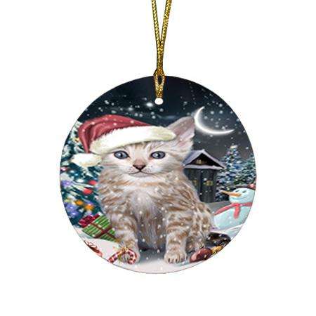 Have a Holly Jolly Bengal Cat Christmas  Round Flat Christmas Ornament RFPOR51622