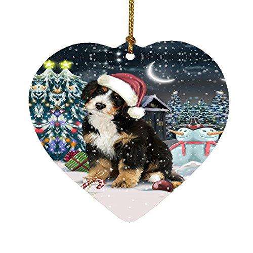 Have a Holly Jolly Bernedoodle Dog Christmas Heart Ornament POR1864