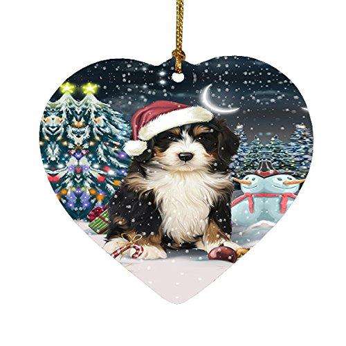 Have a Holly Jolly Bernedoodle Dog Christmas Heart Ornament POR1866